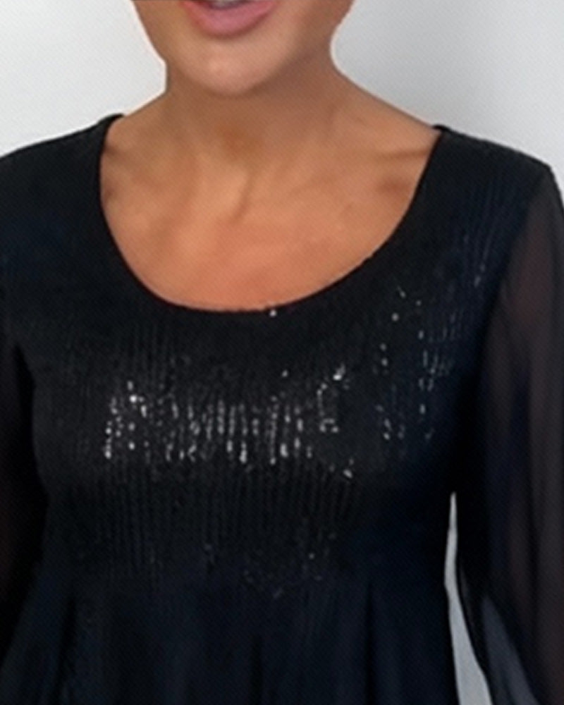 Kleid Runder Halsausschnitt Modisch Unifarben Locker