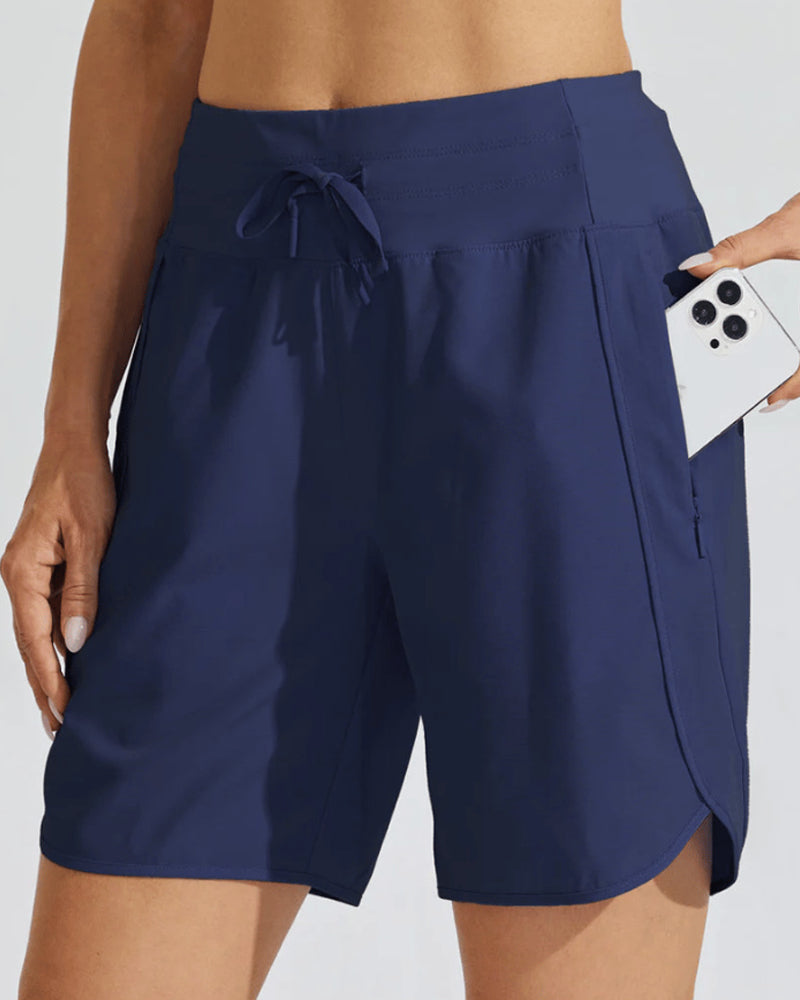 Hoher Taillenbund Sportshorts Mit Bauchkontrolle