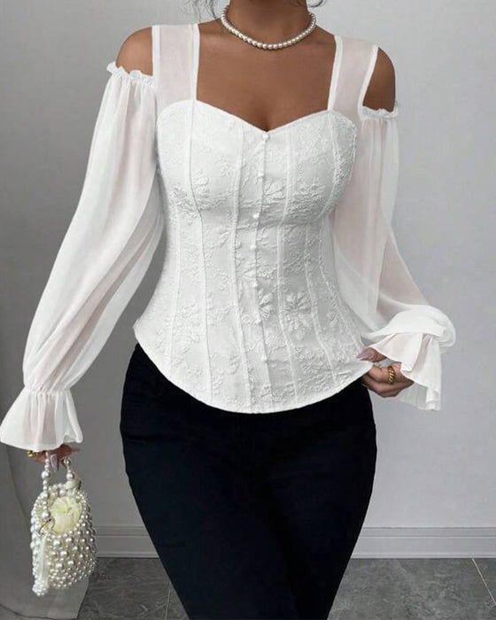 Bluse Off-Shoulder Langarm Taille
