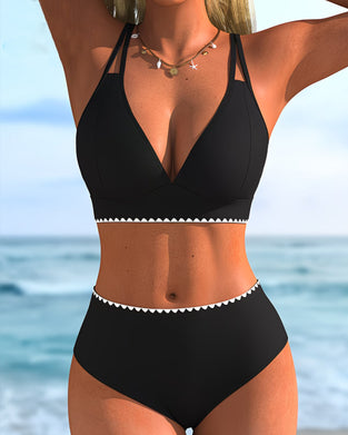 Bikini Zwei-Schulterträger Kontrastbesatz