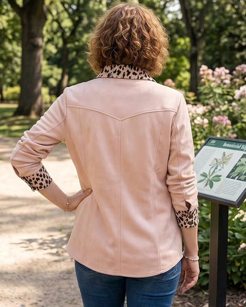 Hemd Revers Leopard Patchwork