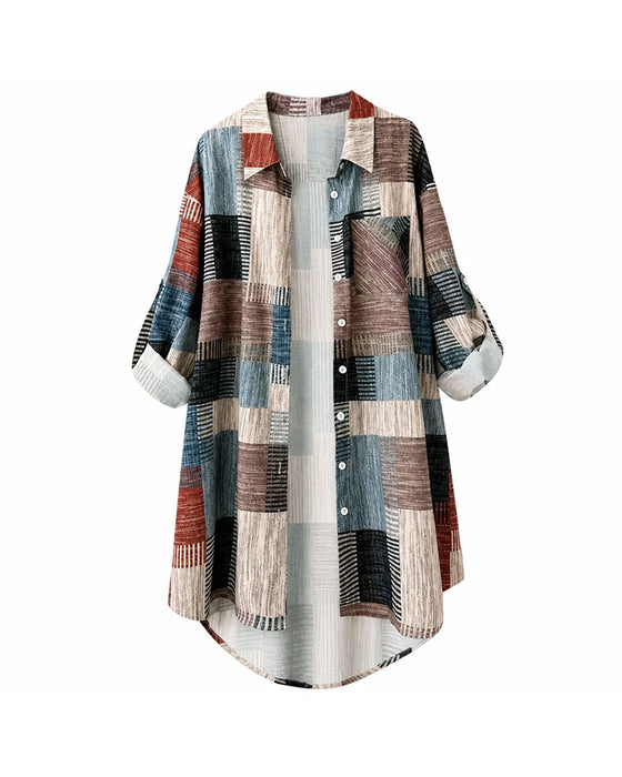 Hemd Patchwork Druck Midi