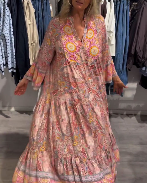 Kleid Lässig Urlaub Lang Bedruckt