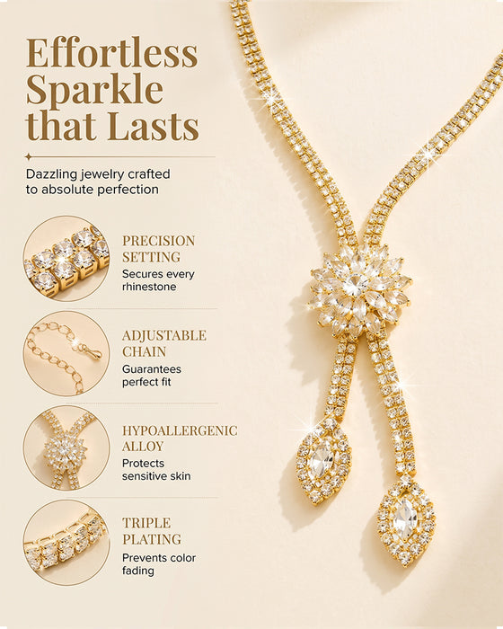 🌼✨ Damen Schmuckset mit Zirkonblume