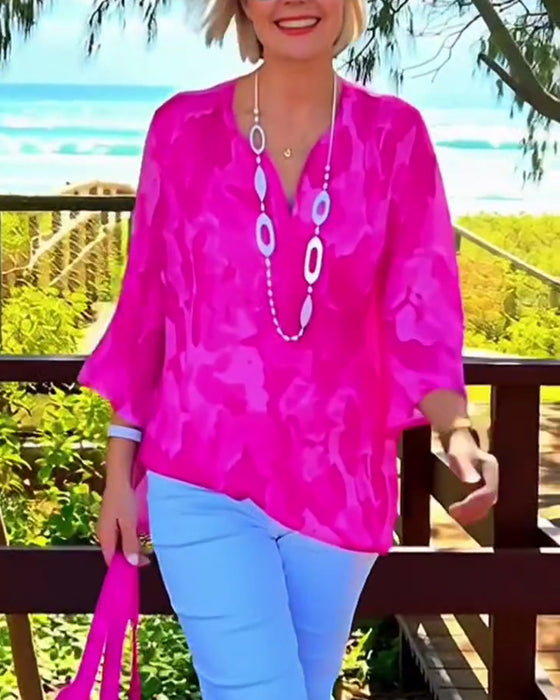 Bluse Mit V-Ausschnitt Leichtdruck