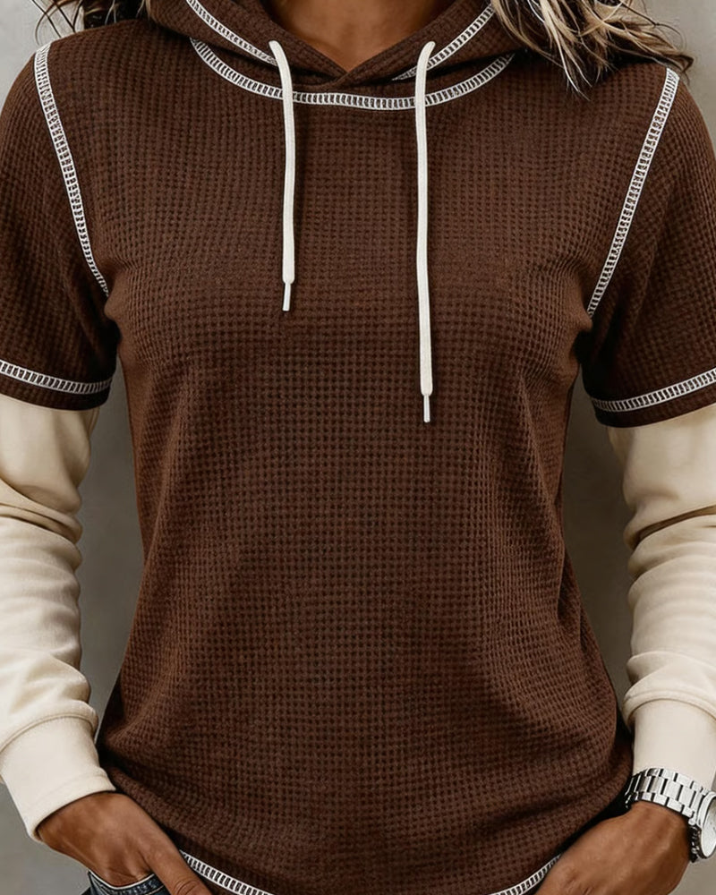 Hoodie Waffel Colorblock 2 In 1