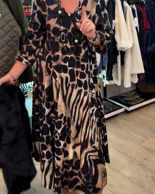 Kleid Leopard Zebra Locker Langarm