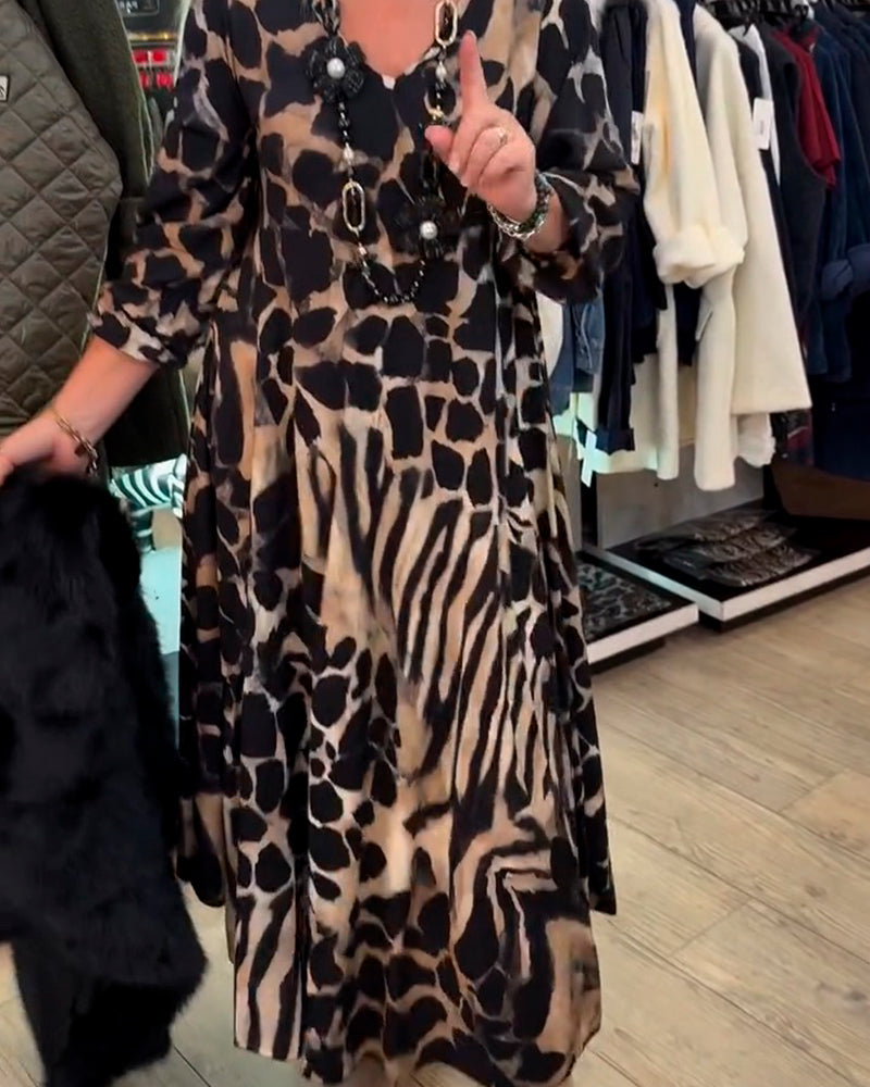 Kleid Leopard Zebra Locker Langarm