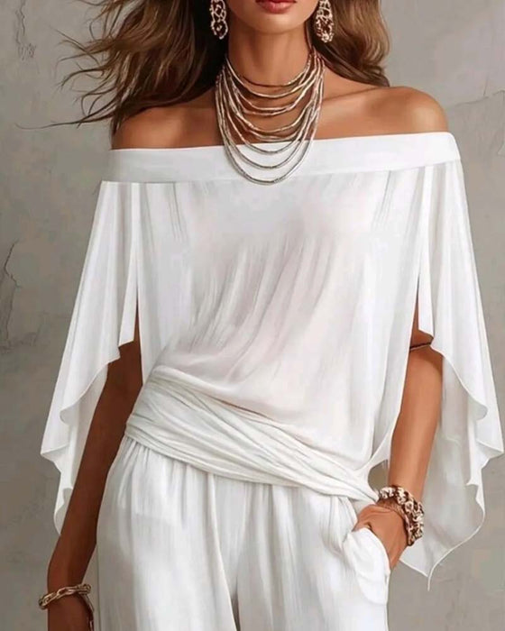 Bluse Off-Shoulder Unregelmäßig Locker