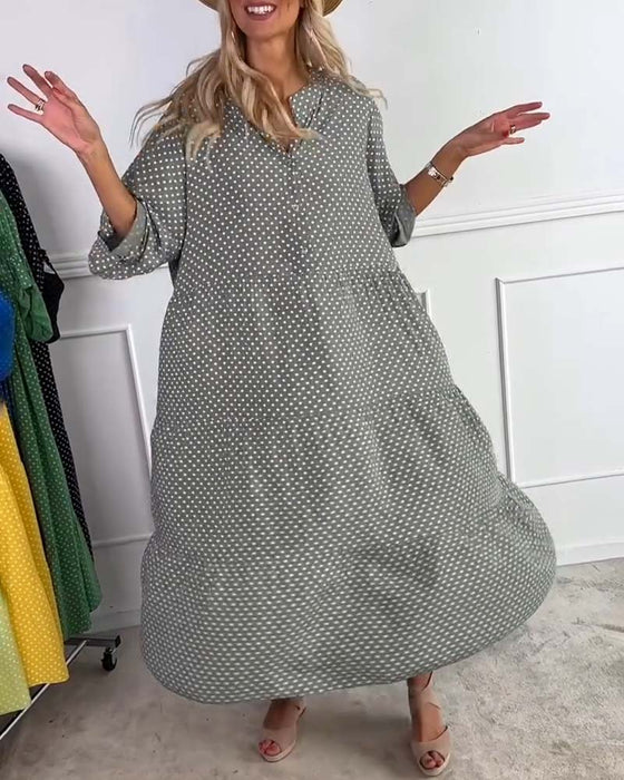 Kleid Halbarm Gepunktet Lockerer Schnitt