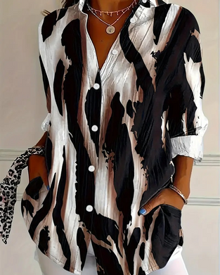 Bluse Stehkragen unregelmäßig bedruckt