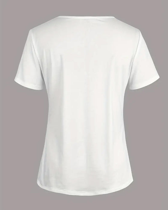 Bluse Rundhals Spitzeneinsatz