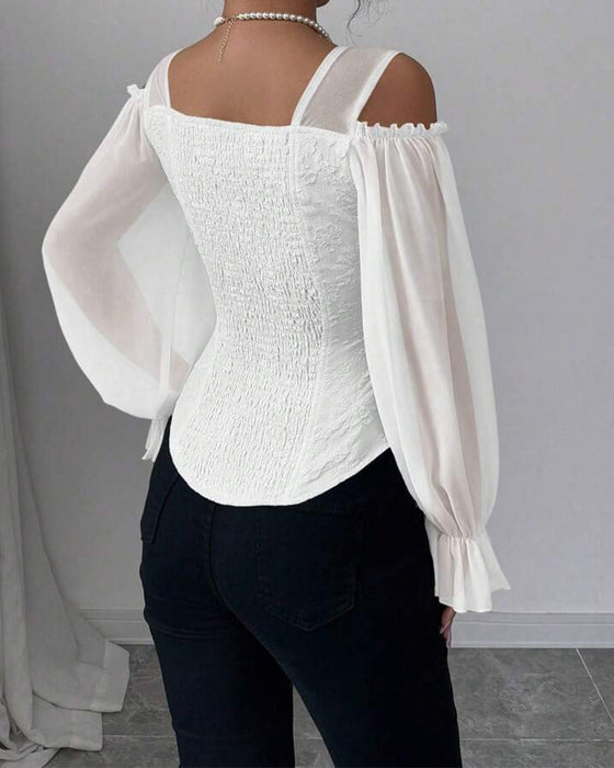 Bluse Off-Shoulder Langarm Taille