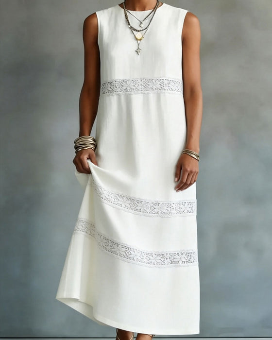 Kleid Ärmellos Spitze Patchwork