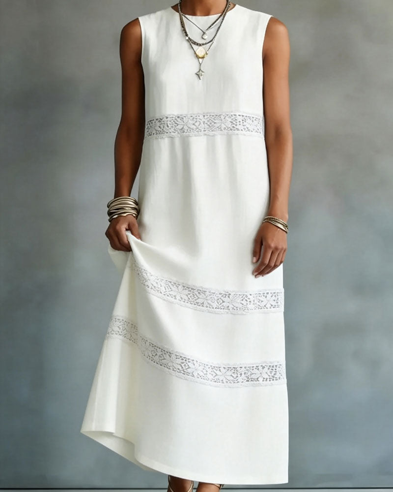 Kleid Ärmellos Spitze Patchwork