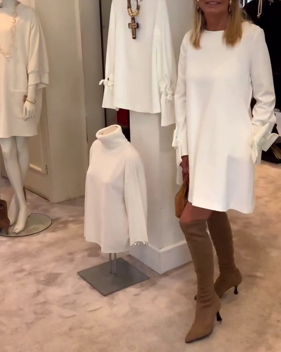Kleid Modisch Rundhals Schleifenärmel