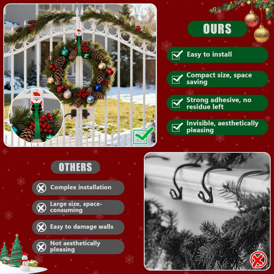 🎄🎅 Weihnachtsmann Klebehaken (12er-Pack) — kein Bohren, keine Nägel, einfach abziehen, kleben und aufhängen