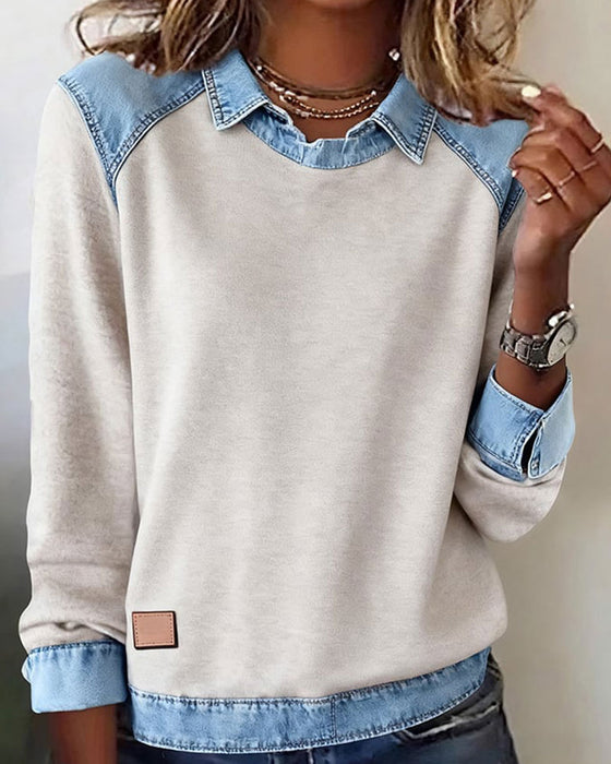 Bluse modisches Revers langarm