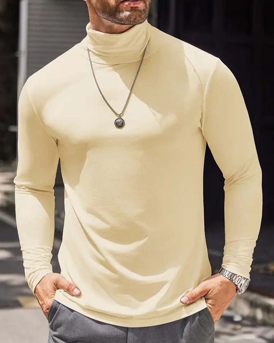 Bluse Hoher Hals Slim Fit Uni Herren