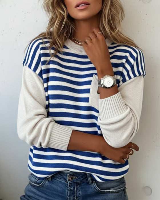 Casual Pullover mit Kontraststreifen