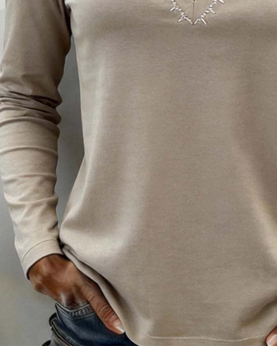 Top V-Ausschnitt einfarbig stilvoll lässig