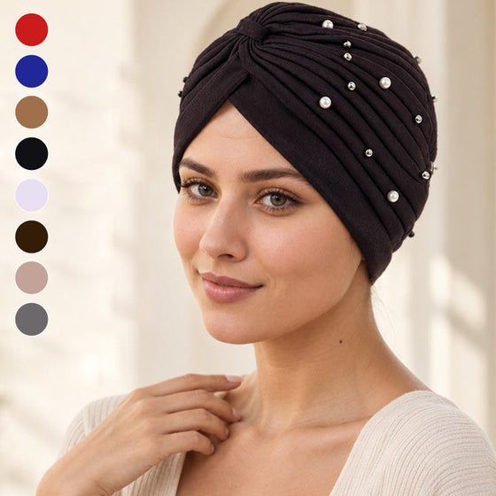 Hut Perle Plissiert Vorgebunden Turban
