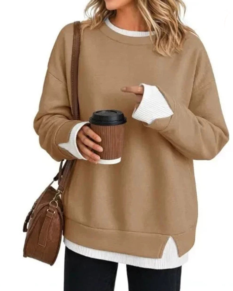 Sweatshirt Gefälscht Geschichtet Locker Langarm