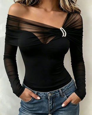 Oberteil Off-Shoulder Einfarbig Trendy