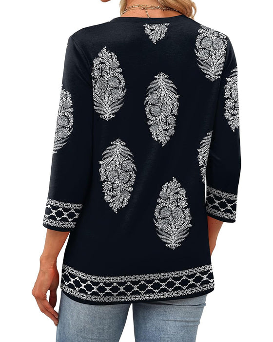 Top Gedruckt Dreiviertelärm Rundhalsausschnitt