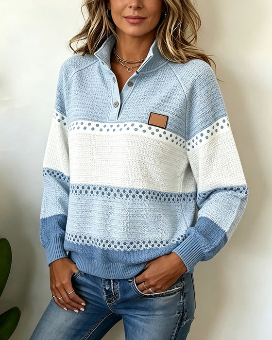 Sweatshirts Stehkragen Knopf Lässig