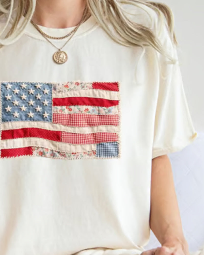 T-Shirt Vierter Juli Amerikanische Flagge
