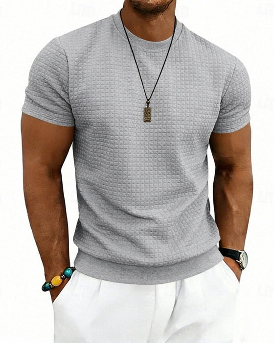 T-Shirt Gerippt Rundhals Kurzarm