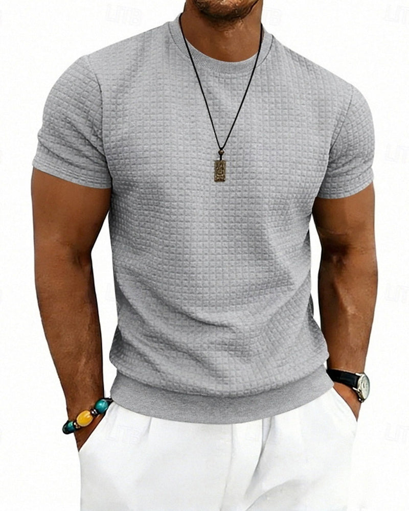 T-Shirt Gerippt Rundhals Kurzarm