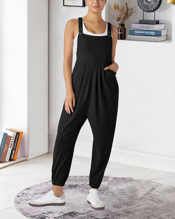Jumpsuit Uni Farbe Plissiert