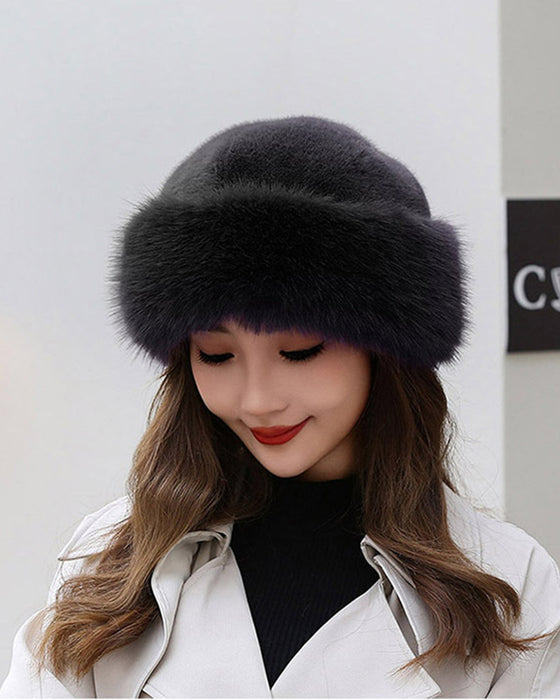 Damenmütze Im Mongolischen Stil Aus Dickem, Warmem Plüsch