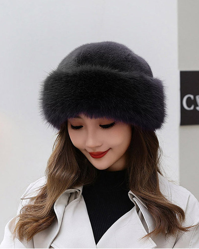 Damenmütze Im Mongolischen Stil Aus Dickem, Warmem Plüsch