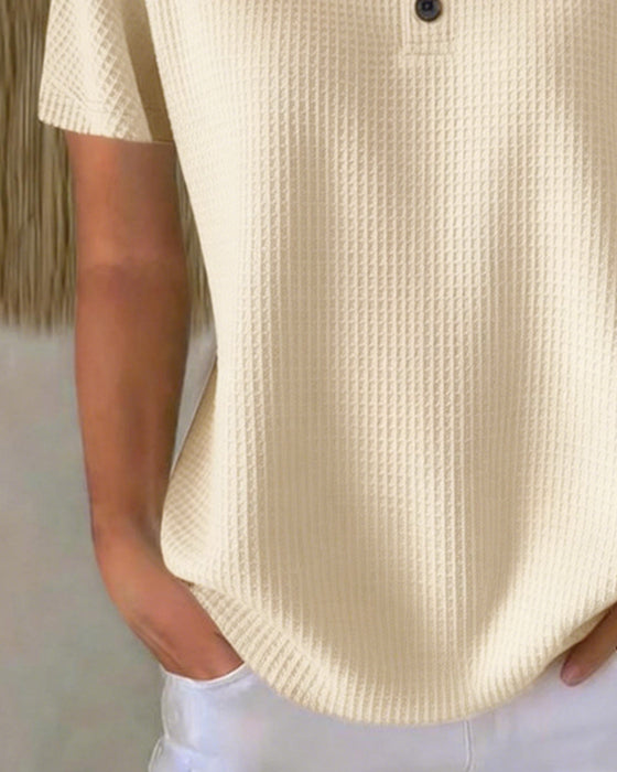 T-shirt Knopfleiste V-Ausschnitt Leger