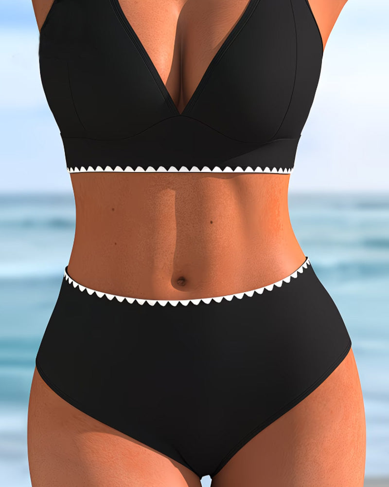 Bikini Zwei-Schulterträger Kontrastbesatz