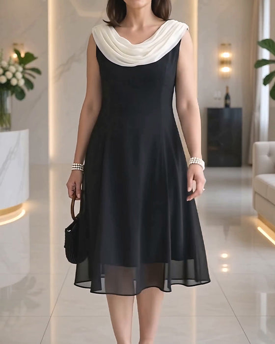 Kleid Mock-Kragen Ärmellos Mesh