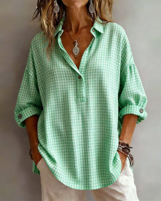 Bluse Karriert Modisch Revers