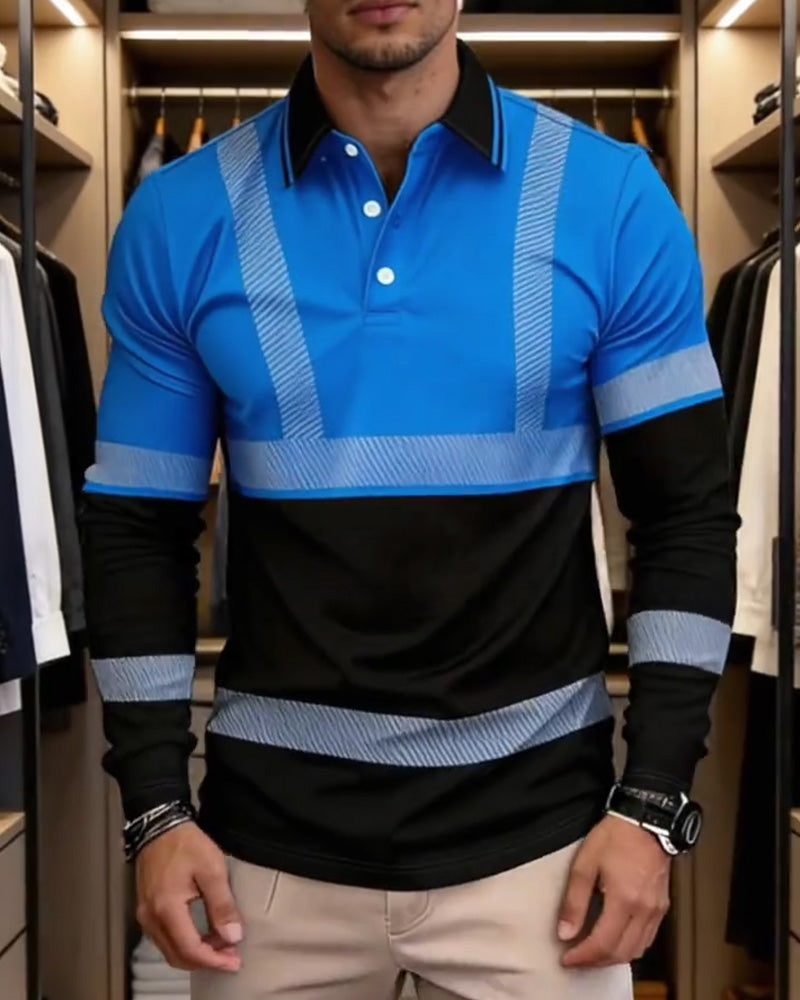 Hemd Farbblock Gestreift Langarm