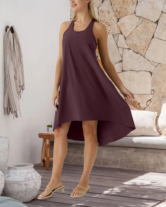 Kleid Eingebauter Bh Unregelmäßig Ärmellose Weste