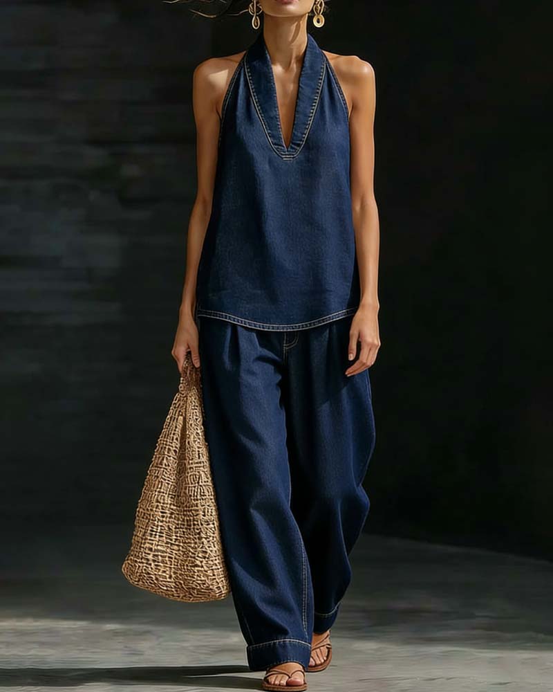 Set Mode Halterhals Denim