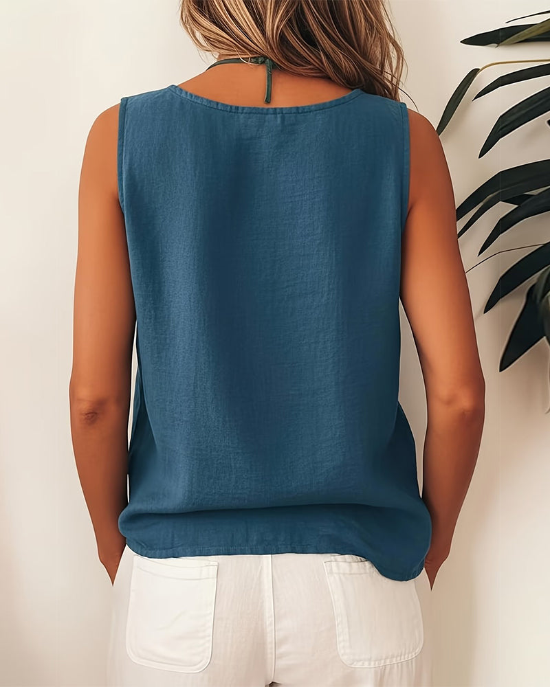 Tank Topp Fargeblokk Ermeløs Lin