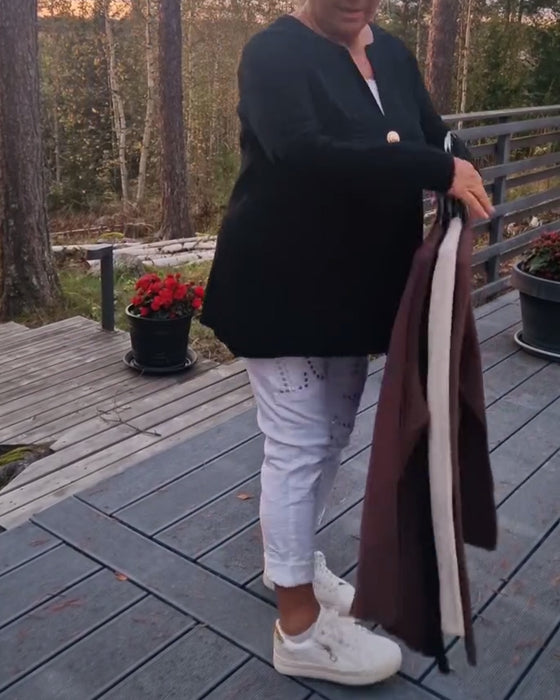 Strickjacke Metallknopf langärmelig