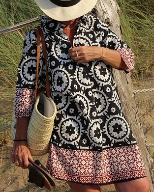 Kleid Ethno-Stil Dreiviertelarm