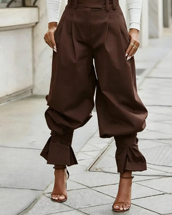 Hose Design Bündchen Plissiert Freizeit