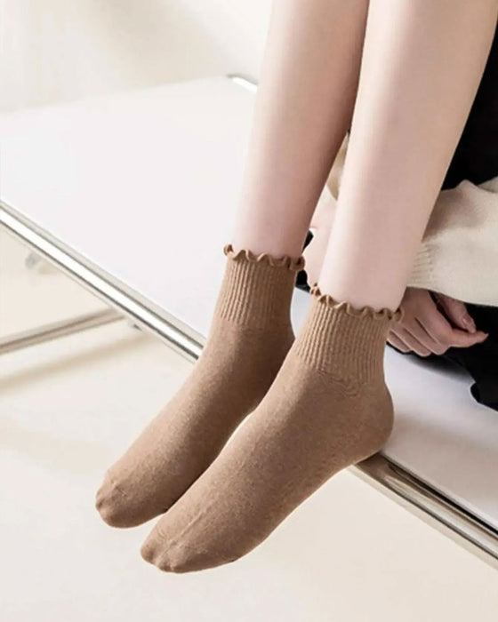Socken Damen Rüsche Kante (6 Paare)
