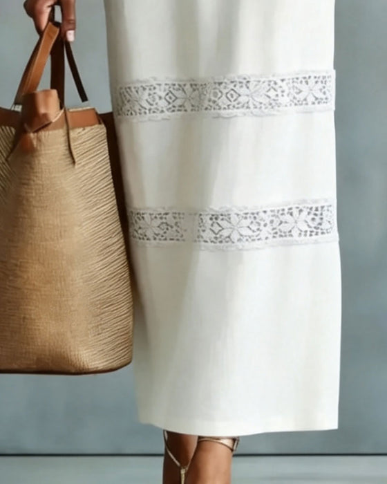 Kleid Ärmellos Spitze Patchwork