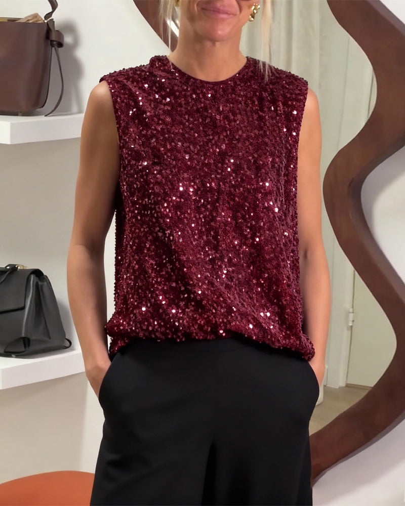 Tanktop Modisch Schleife Glitzer